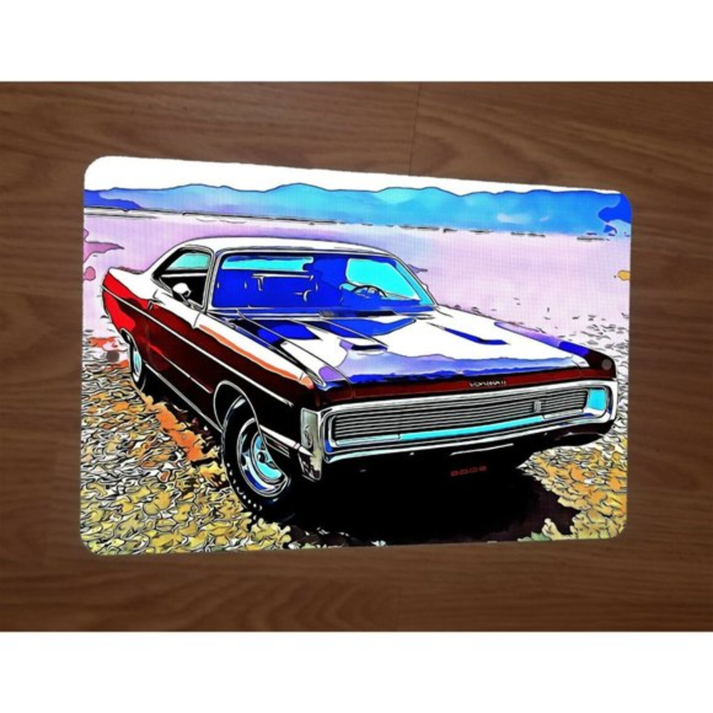 1970 Plymouth Sport Fury GT Cartoon Artwork 8x12 Metal Wall Sign